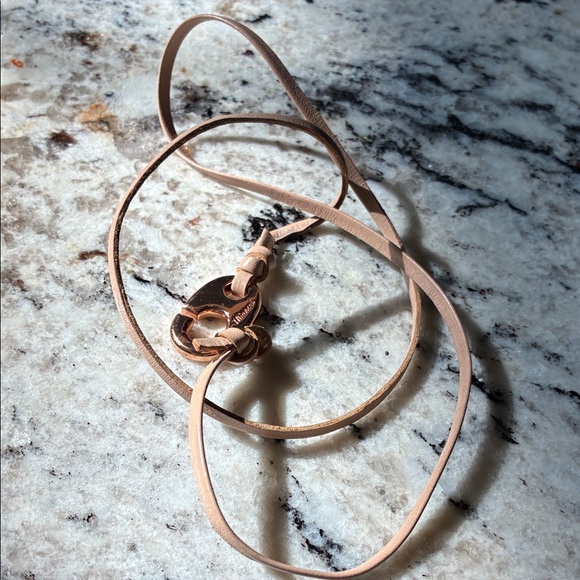 Miansai Tan Leather Bracelet with Gold Clasp - Picture 2 of 3